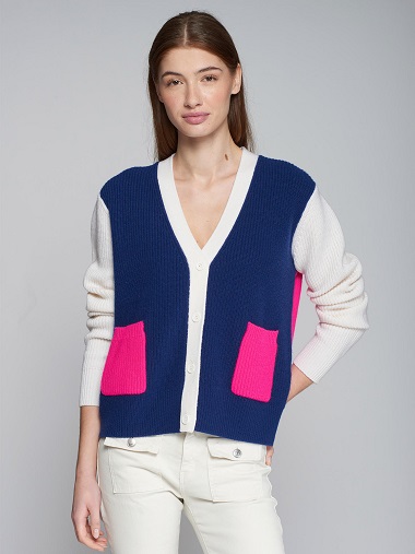 VILAGALLO 31663 NAVY PINK CARDIGAN